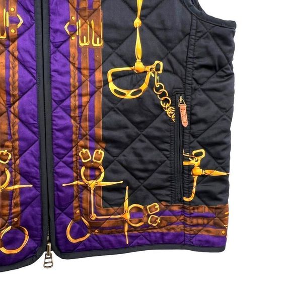 Vintage LRL Ralph Lauren Petite Equestrian Reversible Full Zip Quilted Vest PL - Picture 2 of 7